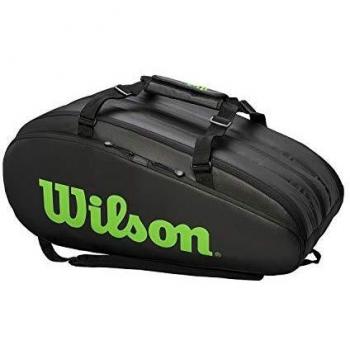 Wilson Bolsa para raquetas de tenis, Tour, Hasta 15 raquetas, Cintas de mochila, Negro/verde, WR8002301001