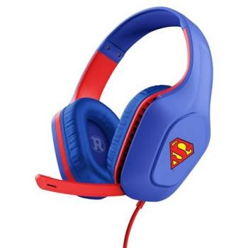 Auriculares Gaming Alámbricos Trust GXT 415SM Zirox Superman, Drivers de 50 mm, Conexión Jack 3.5 mm, Micrófono Plegable, Diseño Ligero en Azul y Rojo