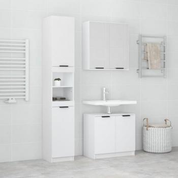 Set de muebles de baño 3 piezas Día y Noche - Madera contrachapada blanca