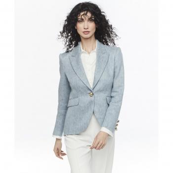 Blazer de Mujer en Lino Denim con Detalles Estilo Levita Blake