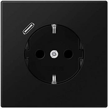 JUNG Graphite Black Matte USB-C Socket Outlet with Grounding (LS990)