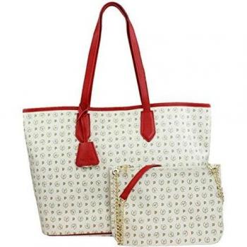 BORSA DONNA POLLINI HERITAGE SHOPPING BAG AVORIO/ROSSO TE8427 CO