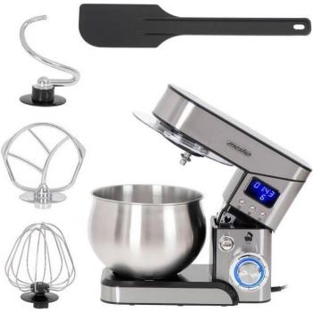 Batidora Amasadora Profesional Mesko MS4228, Robot de Cocina Orbital 5L, 6 Velocidades, Acero Inoxidable, 2000W Plata