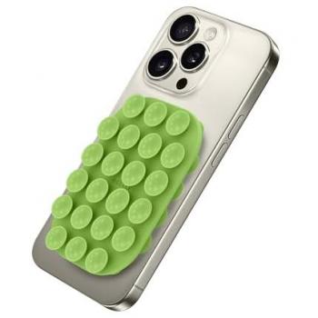 Soporte Ventosa Rectangular Verde para Smartphone con 22 Ventosas de Silicona - Celly