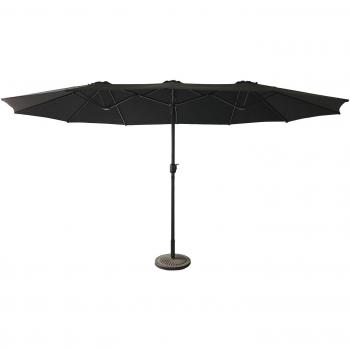 Sombrilla ovalada doble Happy Garden 2,7x4,6m en acero y tejido negro