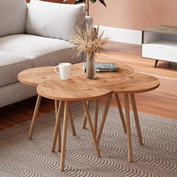 Set de 4 Mesas de Centro Nido Højer Aglomerado/Haya 48 x 77 x 77 cm Efecto Madera