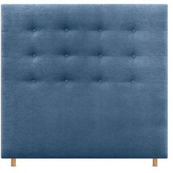Cabecero Capitoné hasta el Suelo 160cm Tapizado en Tela y Polipiel Acualine Azul para Cama Matrimonio e Individual