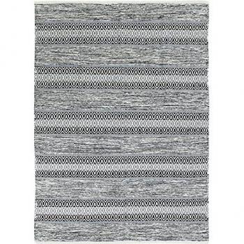 Alfombra Ethno Band 100% algodón blanca y negra - 160 x 230 cm