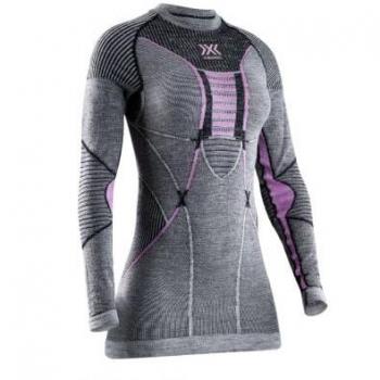 Capa base de mujer XBIONIC Merino Shirt Long Sleeve (Black/Grey/Magnolia)