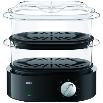 Vaporizador de Alimentos Braun FS 5100, 850W, Negro con 2 Cestas y Capacidad de 3.1L