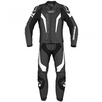 Traje de Moto de Cuero Spidi Laser Touring 2 Piezas Corto Negro Blanco Talla 50