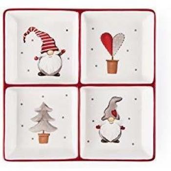 Excelsa Gnomo Christmas - Plato con 4 compartimentos, cerámica