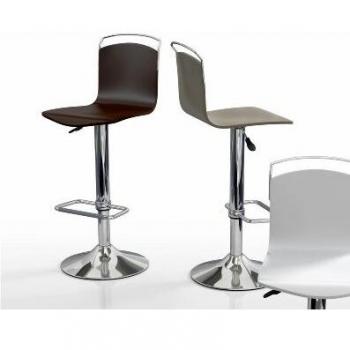CANCIO Taburete Regulable Win - Asiento Madera Lacado Negro/Pata Cromado