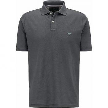 Polo de Manga Corta FYNCH HATTON en Supima®-Algodón, Color Gris Asfalto, Talla L con Pequeño Logo