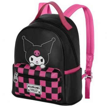 Mochila Infantil Sanrio Kuromi Chess 22x25cm con Compartimiento y Bolsillo Frontal, Ideal para Regalos de Cumpleaños y Navidad