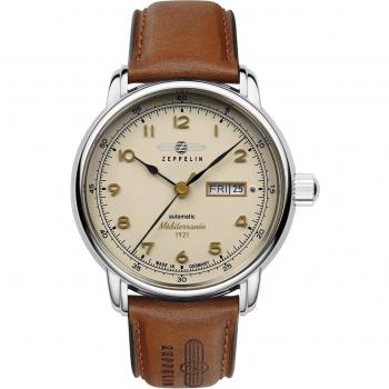 Zeppelin Méditerranée Automatic Men's Watch 9664-5 with Leather Strap and Beige Dial