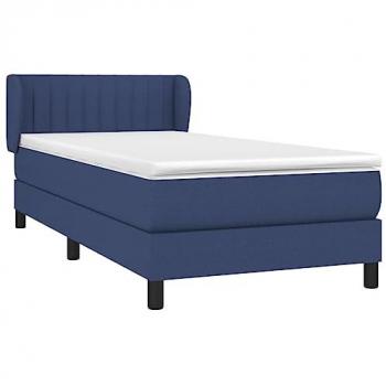 Cama Box Spring con Colchón Tapizado de Tela Azul 80x200 cm