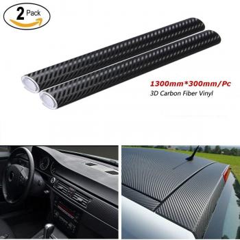 CompraFun Pegatina 3D Carbono Fibra de Vinilo Adhesiva Para Coche Moto Móvil Prueba de Agua 1300X300MM/Pieza, 2 Incluidas