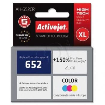 ActiveJet AH-652CR Regenerated Ink Cartridge for HP 652 F6V24AE, 21ml, Tri-color (Cyan/Magenta/Yellow)