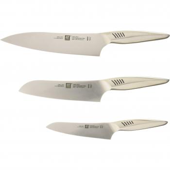 Juego de 3 cuchillos Zwilling Fin Santoku y Gyuto, acero inoxidable, aptos para lavavajillas, fabricados en Seki, Gifu, Japón