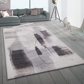 Alfombra Salón Pelo Corto Pastel Moderna Abstracta Beige Crema Antracita 160x230 cm