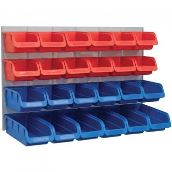 Faithfull FAIPAN24 24 Plastic Storage Bins with Metal Wall Panel, Fixings Included