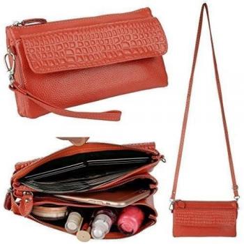 Yaluxe Cartera De Mujer Cuero Genuino Gran Capacidad Con Manilla Embrague y Correa De Hombro Fit IPhone 6s Plus