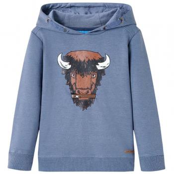 Sudadera infantil con capucha azul melange 140