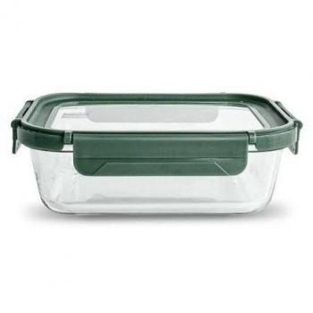 Contenedor rectangular de vidrio 1040 ml con tapa de vidrio