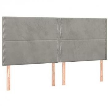 Cabecero con luces LED terciopelo gris claro 180x5x118/128 cm