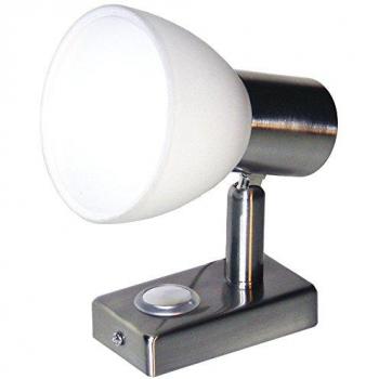 lighteu, 12V 3W D1 Foco de Techo/Pared, Acabado en níquel, luz de Lectura, Giro y Giro con Touch Switch Regulable luz Blanca/Azul cálida para yate, Caravana, RV