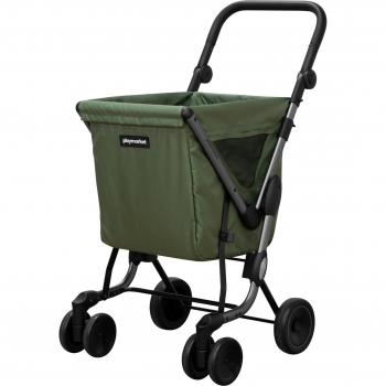 Playmarket We Go Premium Carro de Compra Plegable con 4 Ruedas Giratorias, Desenfundable en Color Verde Oliva