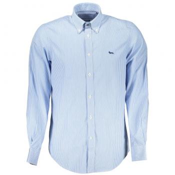 Elegant Striped Button-Down Cotton Shirt - XXL by Harmont & Blaine, Casual Shirts, male, Multicolor, Size: 2XL Striped Cotton Shirt with Embroidery