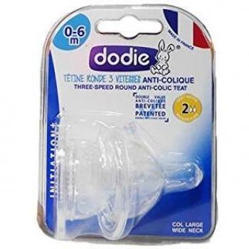 Tétina Dodie Initiation+ Ronda 3 Velocidades Col Grande 0-6 Meses Silicona Flujo Medio - Pack de 2