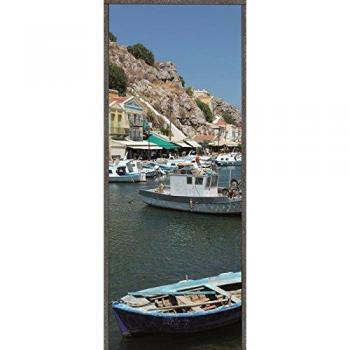 Pegatina decorativa de puerta Pequeño puerto de pesca mediterráneo 83x204 cm