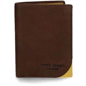 Pepe Jeans Arrow Cartera vertical con monedero Marrón 8,5x11,5x1 cms Piel