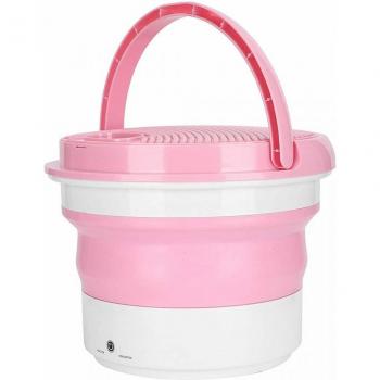 Mini Lavadora Portátil Plegable Esterilizador de Ropa Rosa para Camping