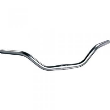 Manillar Ergotec Cruiser de Acero Cromado Ø 25,4 mm, 590 mm de Ancho, 76 mm de Altura, Ángulo 52° Plateado