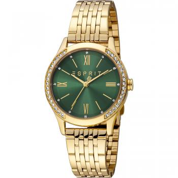 Esprit Anny Women's Yellow Gold Stainless Steel Analog Watch with Bottle Green Dial