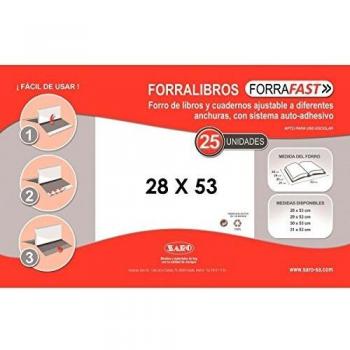 SARO Forralibro 28 x 53 cm. PVC Transparente, Caja x25
