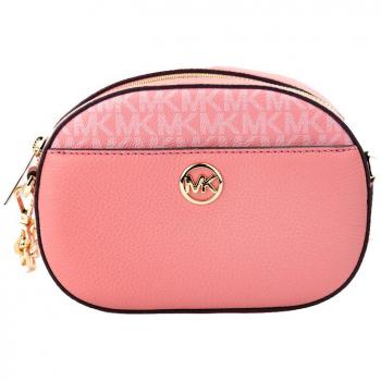 Jet Set Glam Tea Rose Leather Oval Crossbody Handbag Purse by Michael Kors, Cross Body Bags, female, Pink, Size: ONE SIZE