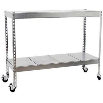 Estantería Metálica Simonforte Móvil Galvanizada 90x150x75 cm, 2 Alturas, 75 kg de Capacidad con Ruedas