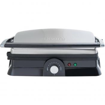 H.Koenig GR20 - Parrilla Eléctrica Panini Grill, 2000 W, Acero Inoxidable, Color Negro y Gris