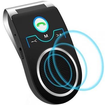 Aigoss Manos Libres Bluetooth Coche Kit con Siri y Google Assistant Kit de Coche Altavoz Inalámbrico con Ranura de Tarjeta TF, Soporta Conexión de 2 Teléfonos Simultáneamente, Negro