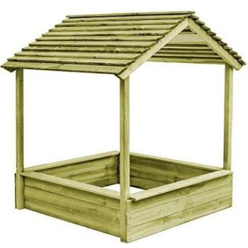 vidaXL Casa de Juegos de Jardín con Cajón de Arena Madera de Pino Casita con Arenero