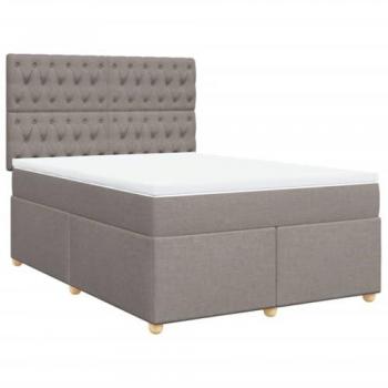 Estructura de cama box spring con colchón de muelles Tortorra 140x200 cm en tela gris taupe