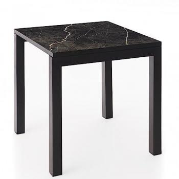 Mesa Cerámica Luxury Negra Mate 90x90x75cm, Apta para Interior y Exterior, Superficie Porcelánica y Estructura de Acero SmarTile
