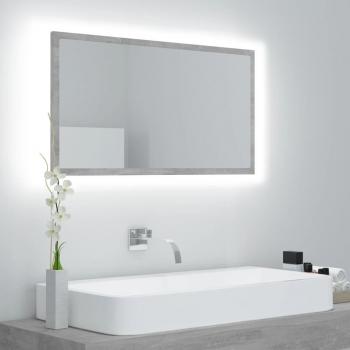 Espejo de baño con LED aglomerado gris hormigón 80x8,5x37 cm.