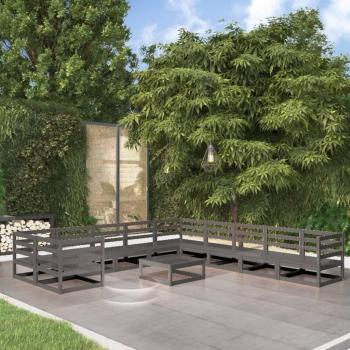 Conjunto de muebles de jardín 11 piezas madera maciza de pino