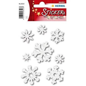 Etiquetas Decorativas Navideñas HERMA de Fieltro Cristales de Hielo, 84x120 mm, 1 Hoja